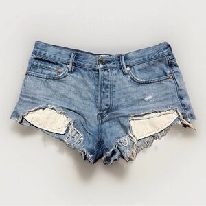 We The Free People Loving Good Vibrations Cutoff Blue Denim Shorts Size 25